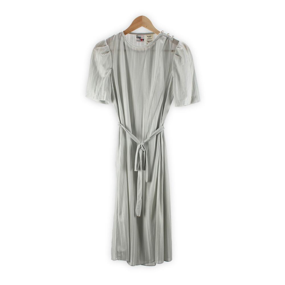 70s Vintage Dress - Silver Gray Midi Wrap Dress - 1970s Clothing - Size S